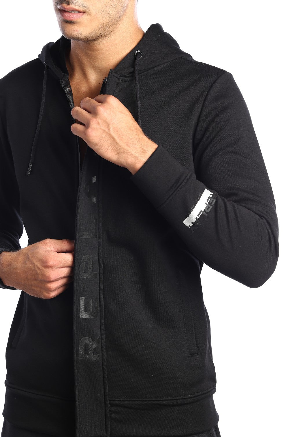 קפוצ'ון רוכסן בטנת וולור פנימית ארוך לוגו גדול גברים - Replay