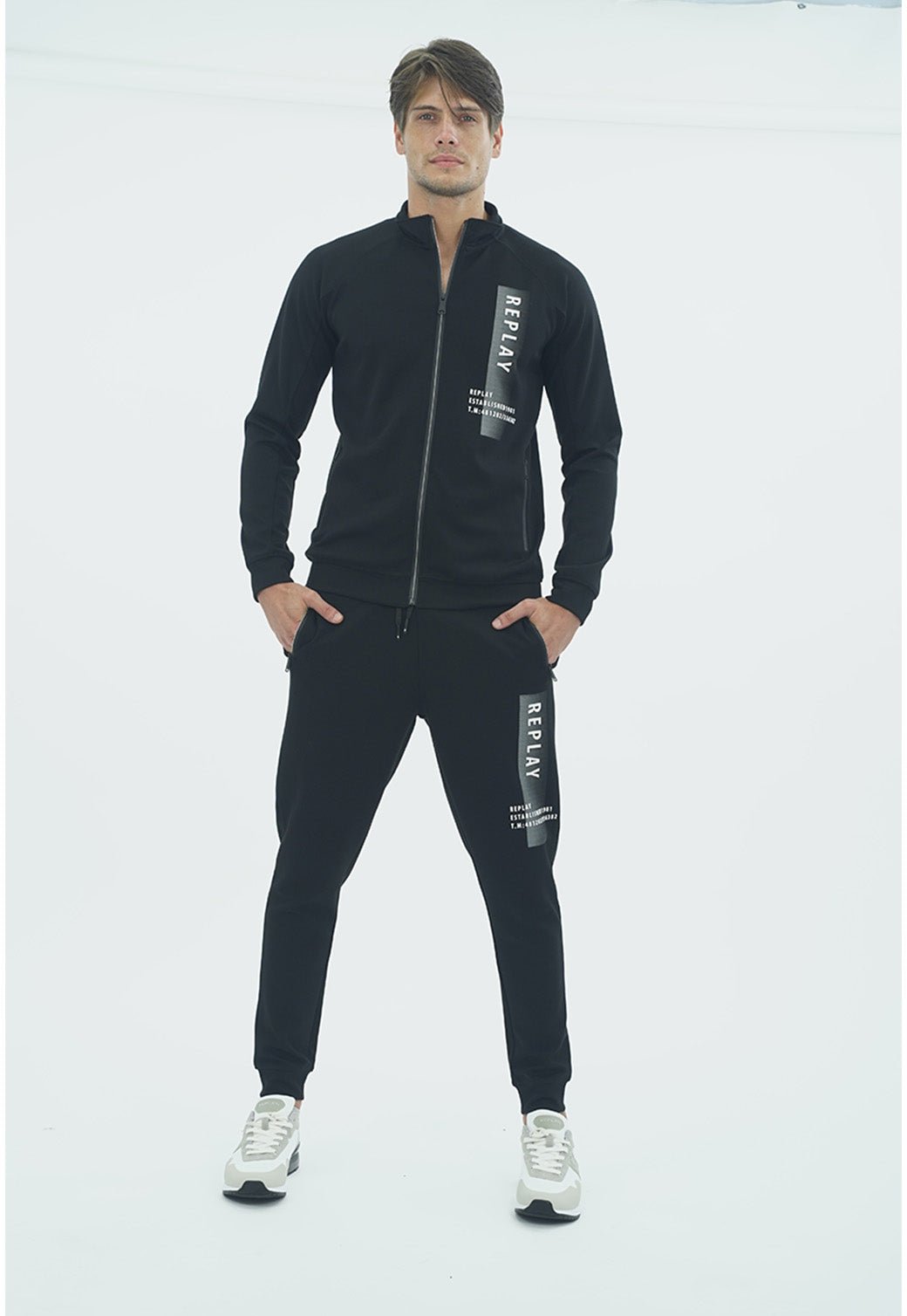 קפוצון זיפר אינטרלוק לוגו קדמי גברים - Replay