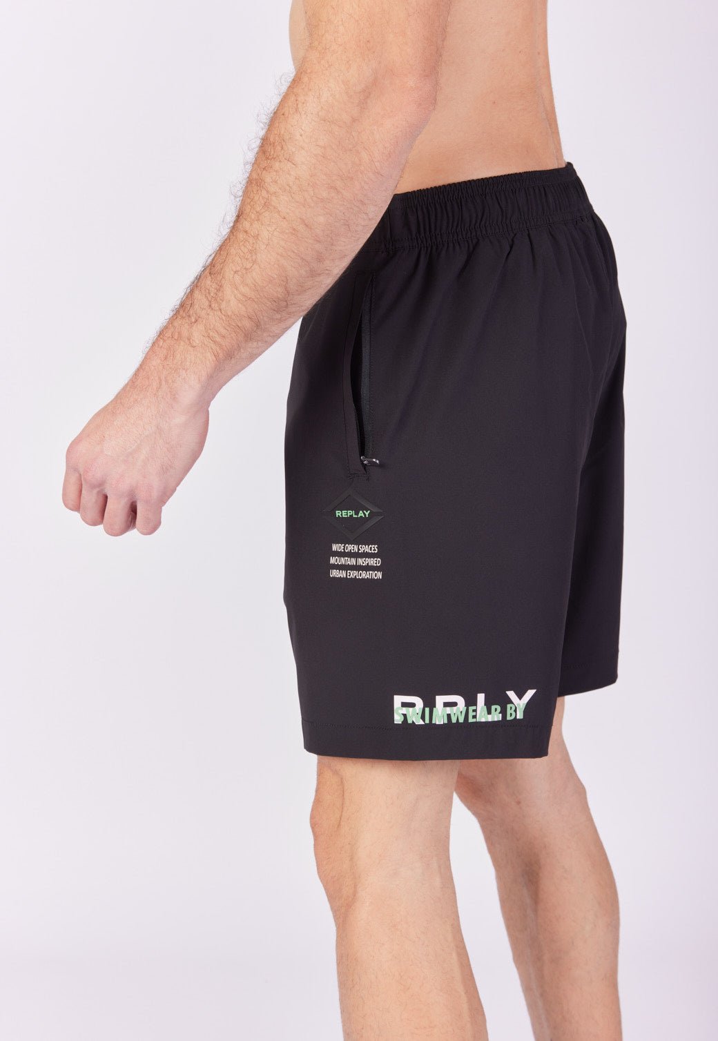 מכנסי בגד ים עם הדפסי לוגו גברים - Replay