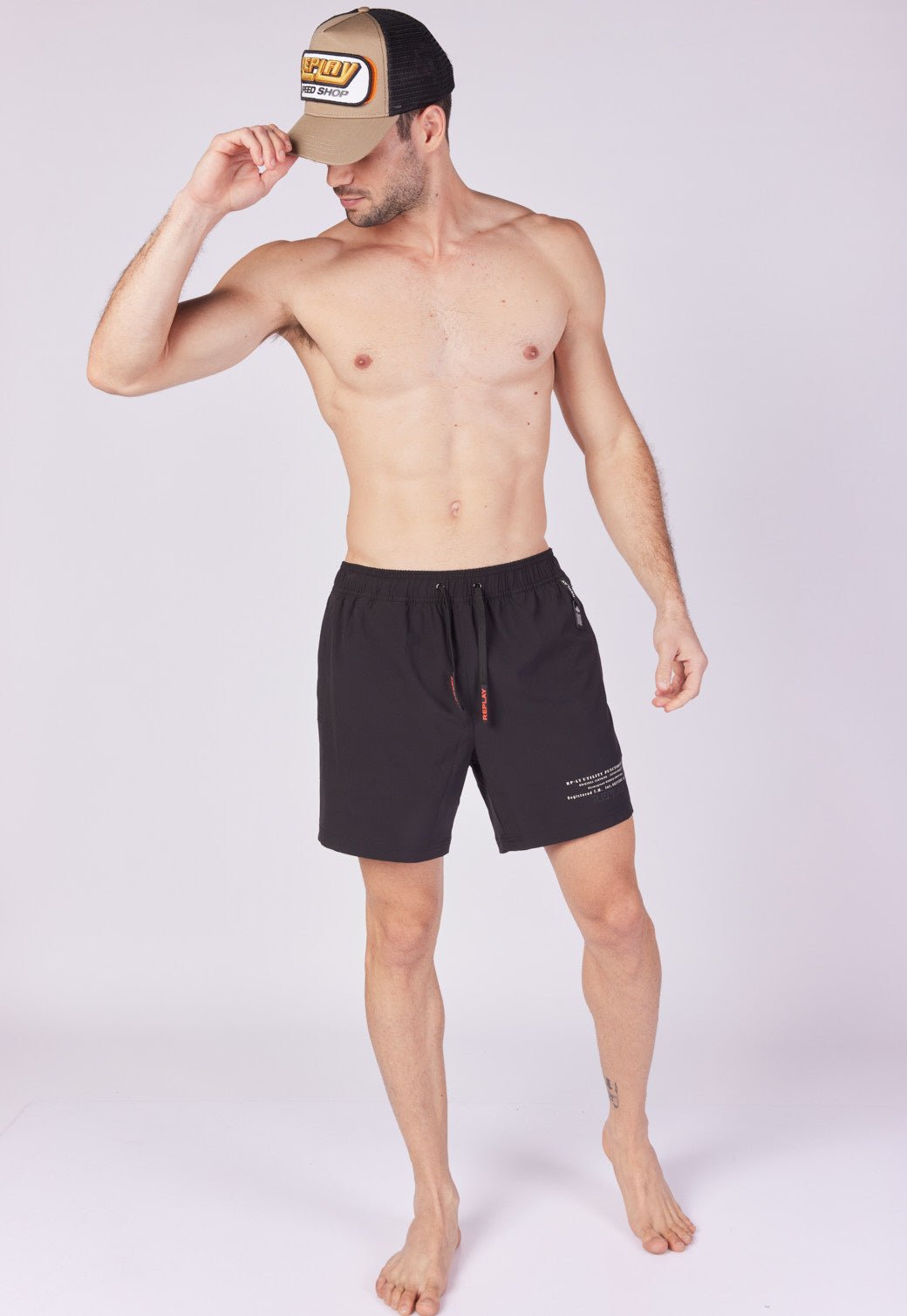 מכנסי בגד ים עם הדפסי לוגו גברים - Replay