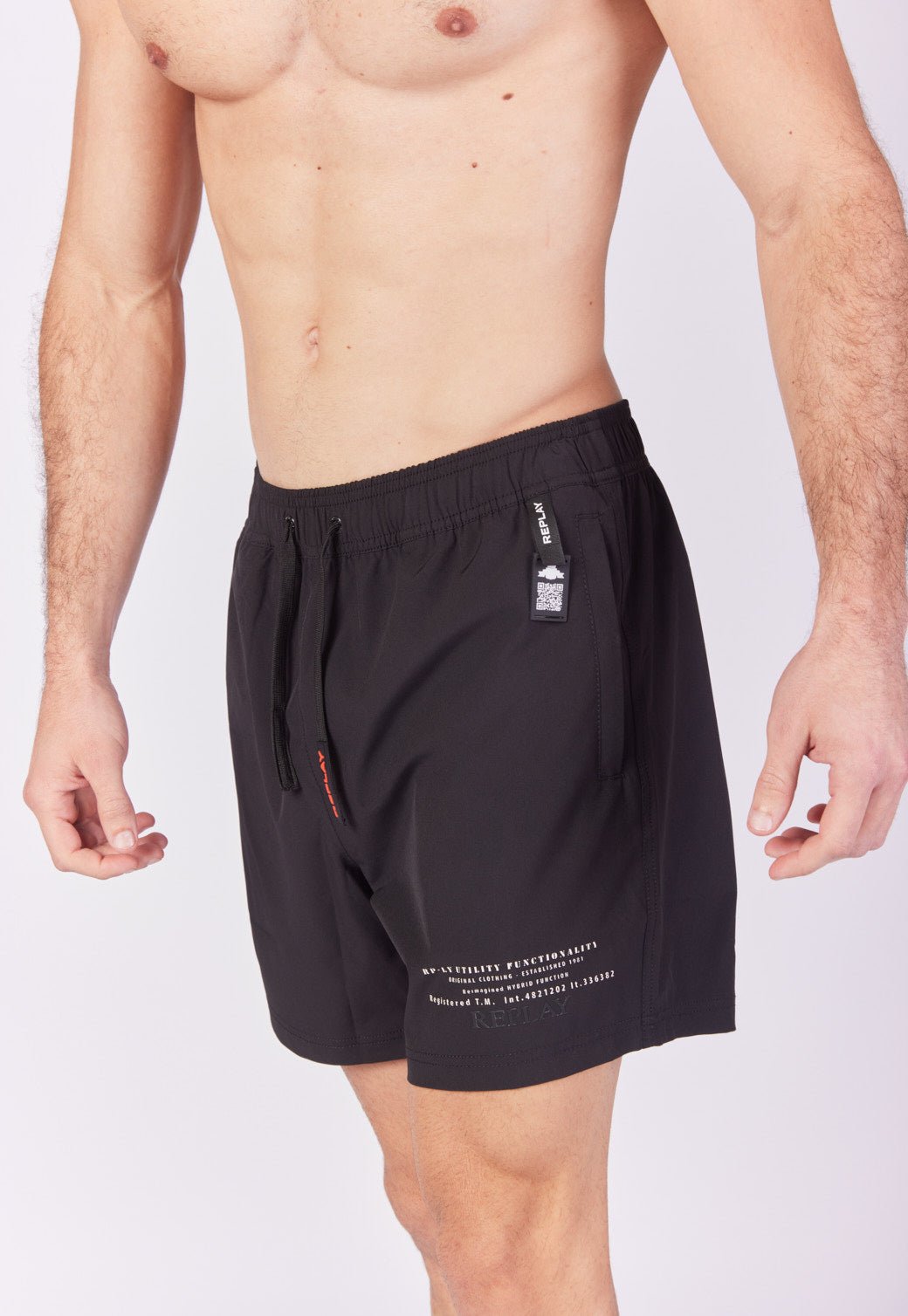 מכנסי בגד ים עם הדפסי לוגו גברים - Replay