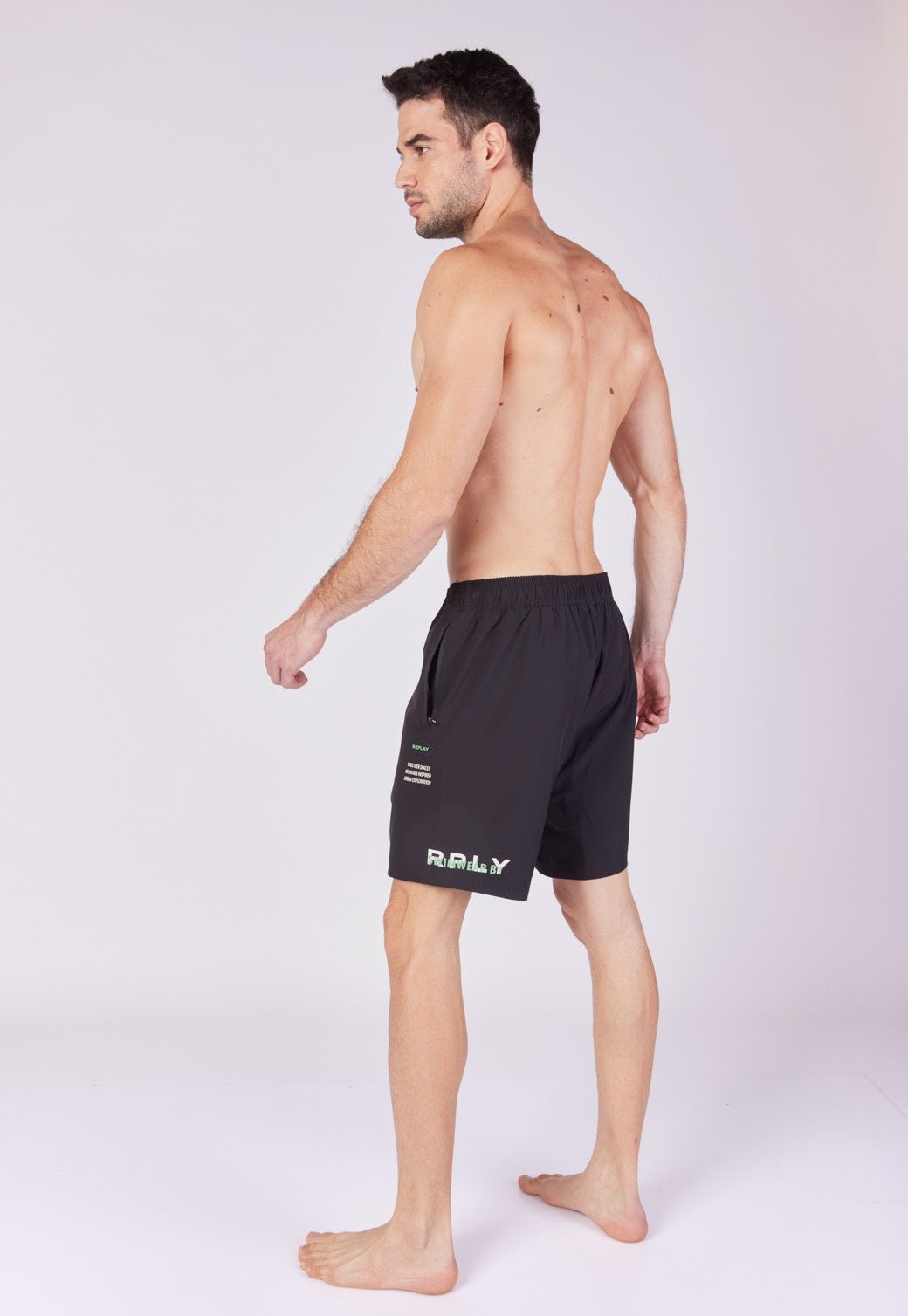 מכנסי בגד ים עם הדפסי לוגו גברים - Replay