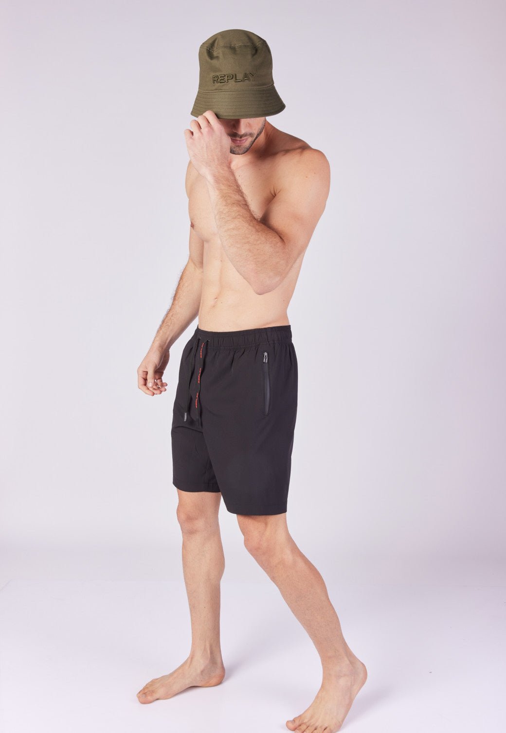 מכנסי בגד ים עם לוגו שרוך גברים - Replay