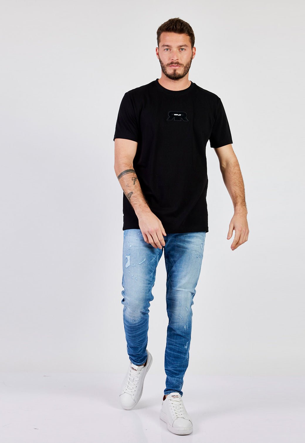 מכנסי ג'ינס Slim Fit BRONNY עם קרעים גברים - Replay