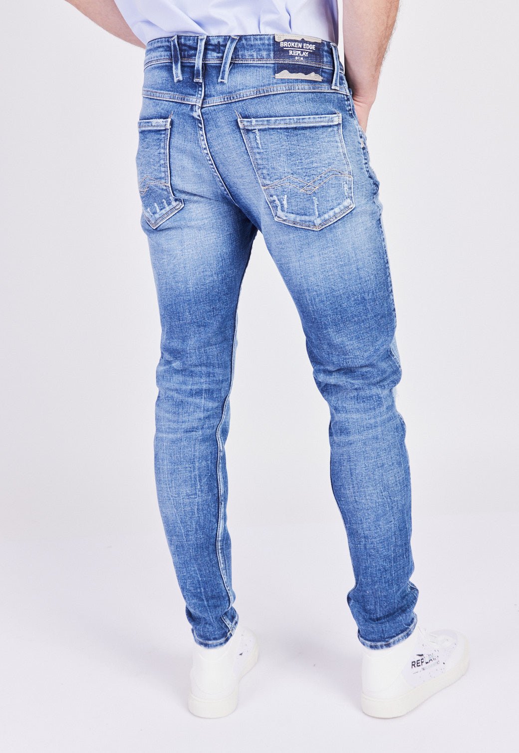 מכנסי ג'ינס Slim Fit BRONNY עם קרעים גברים - Replay