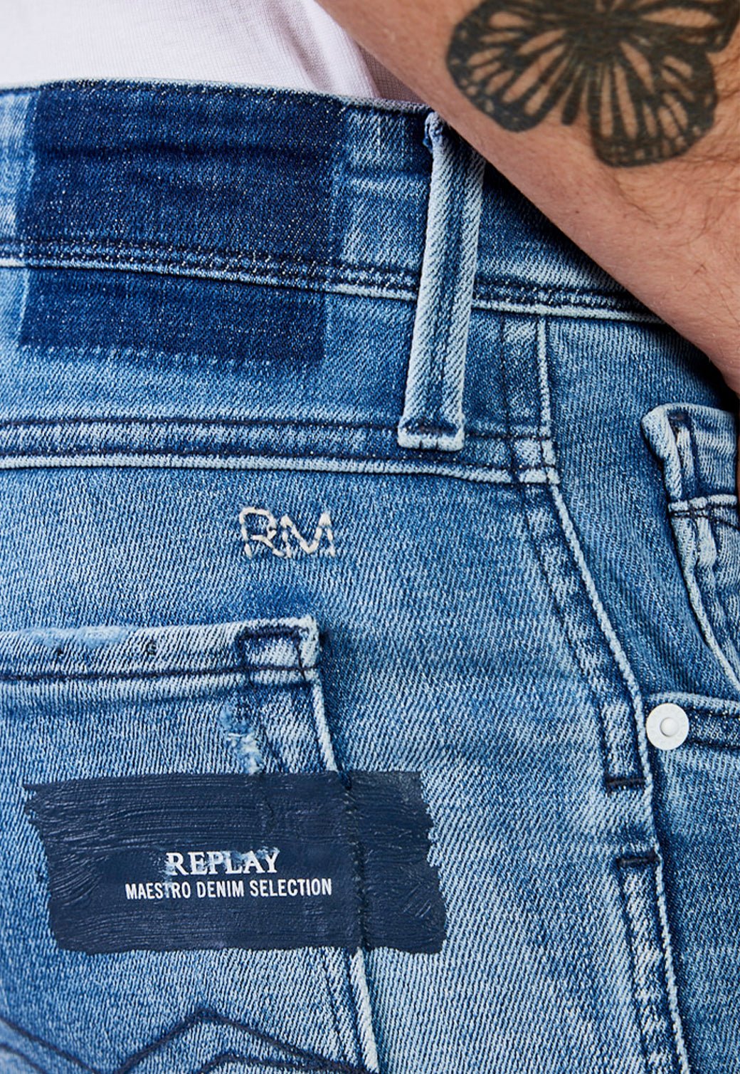 מכנסי ג'ינס Slim Fit BRONNY עם קרעים גברים - Replay