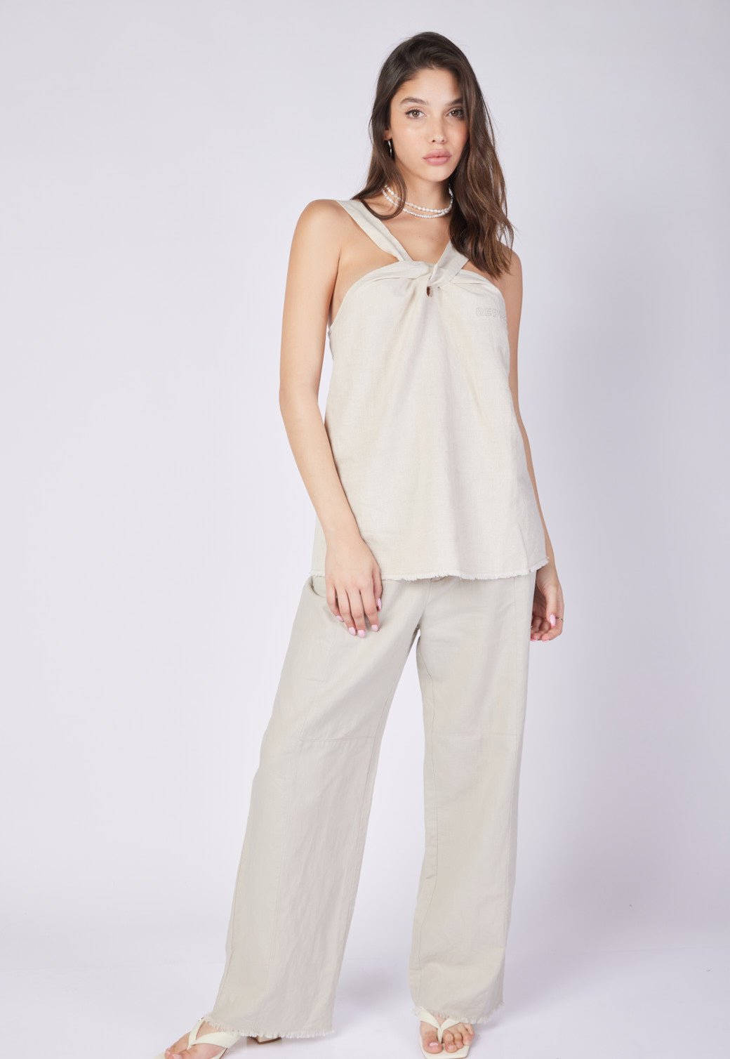 מכנסיים ארוכים מפשתן נשים - Replay