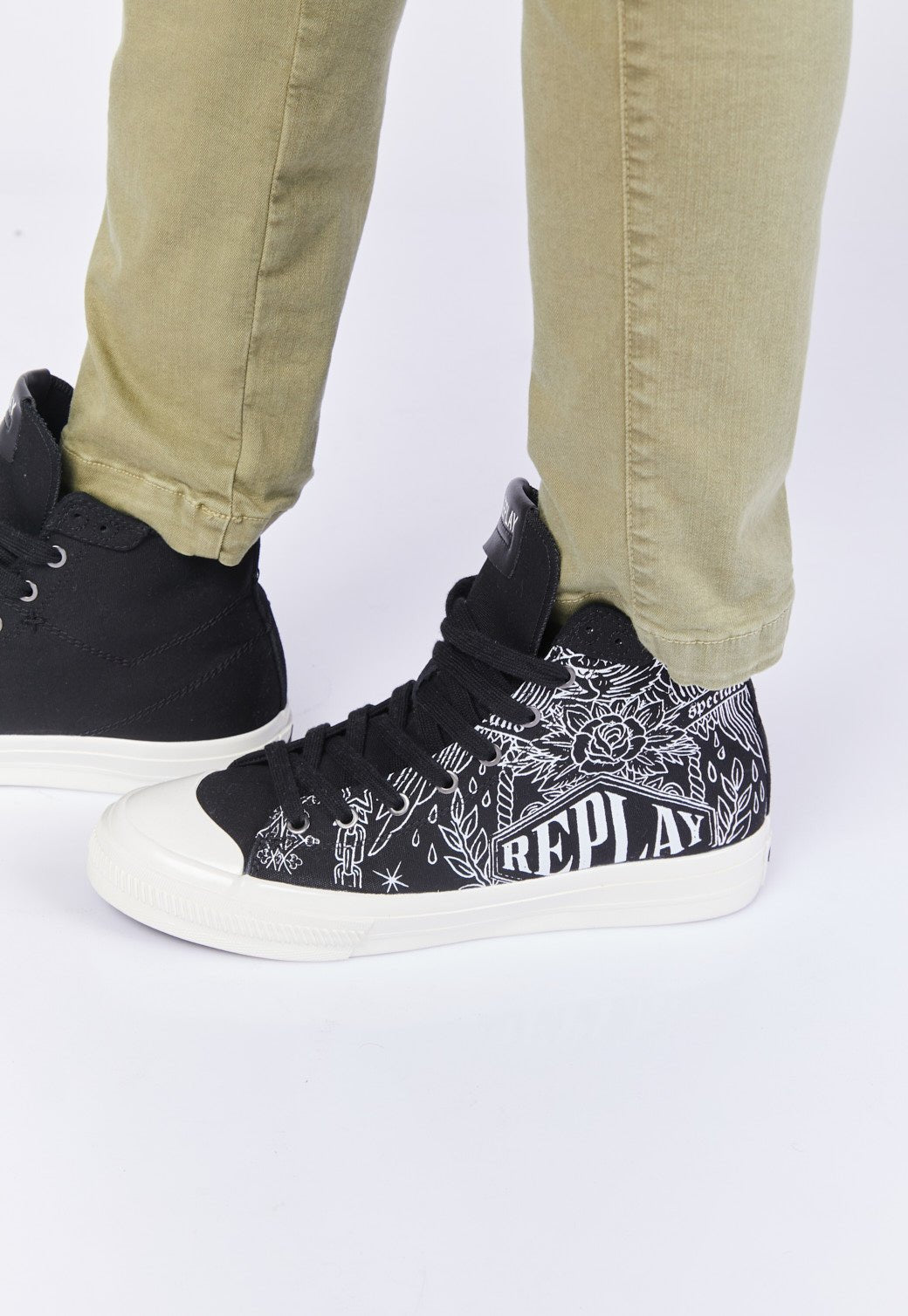 נעלי סניקרס גבוהות Snap Bandana עם הדפס לוגו בנדנה גברים - Replay