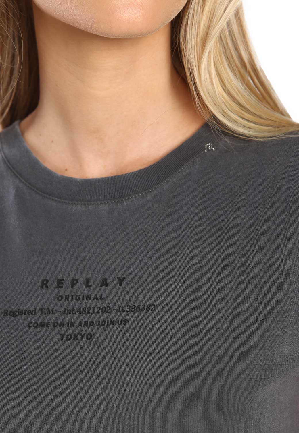 שמלה עם לוגו קטן בחזה נשים - Replay