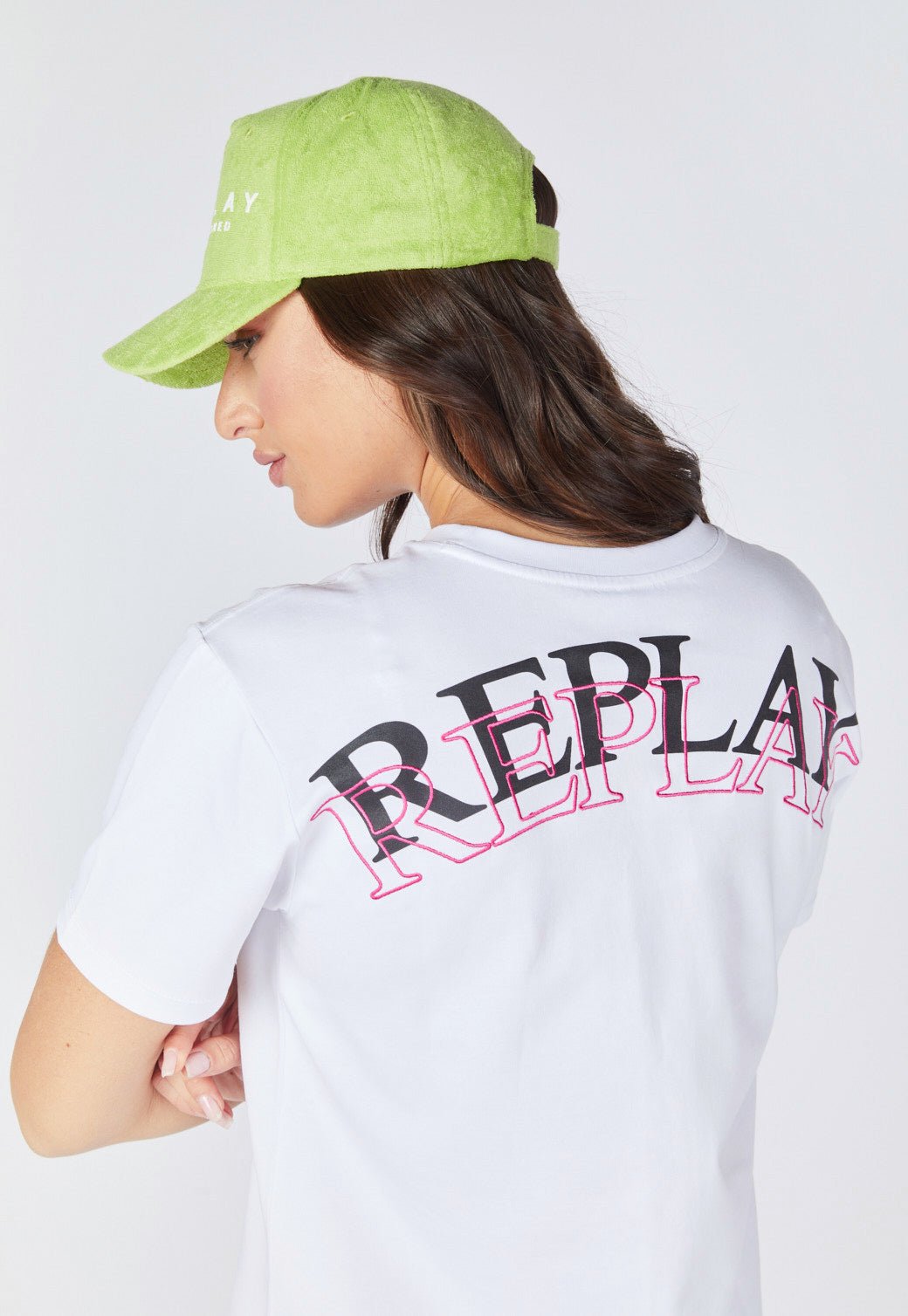 שמלת טי שירט קצרה עם הדפס לוגו בגב נשים - Replay