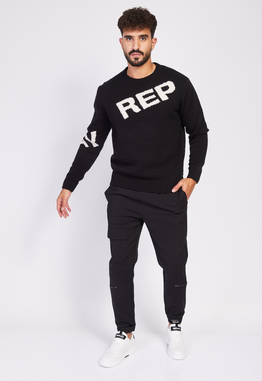 סוודר סריג עם לוגו גברים - Replay