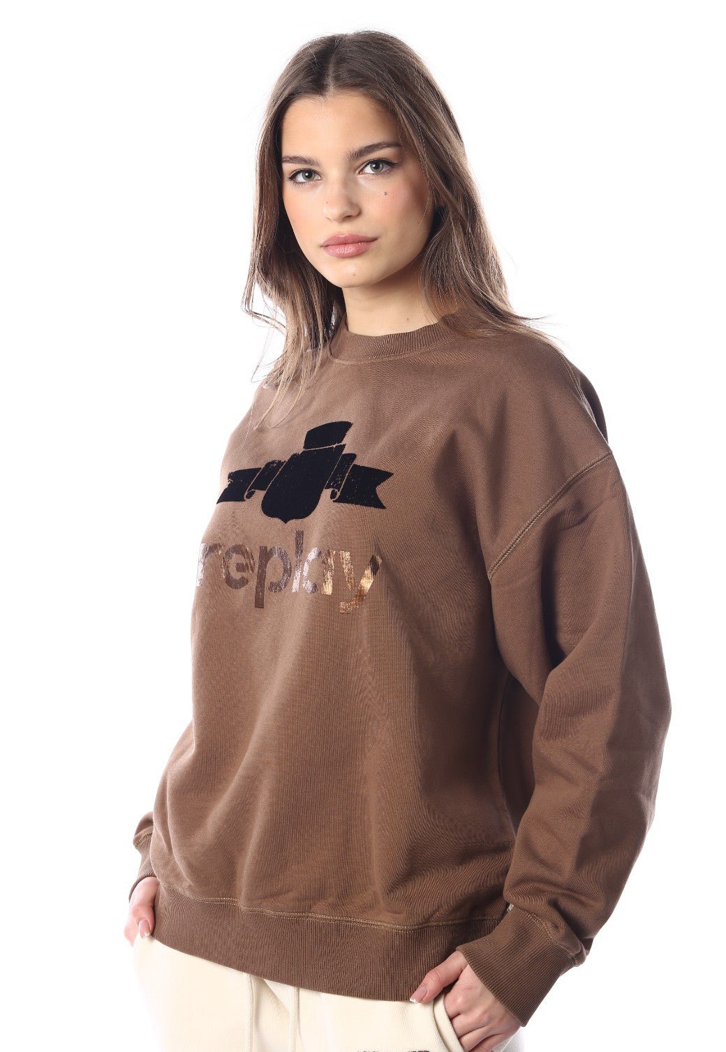 סווטישרט עם לוגו גדול נשים - Replay