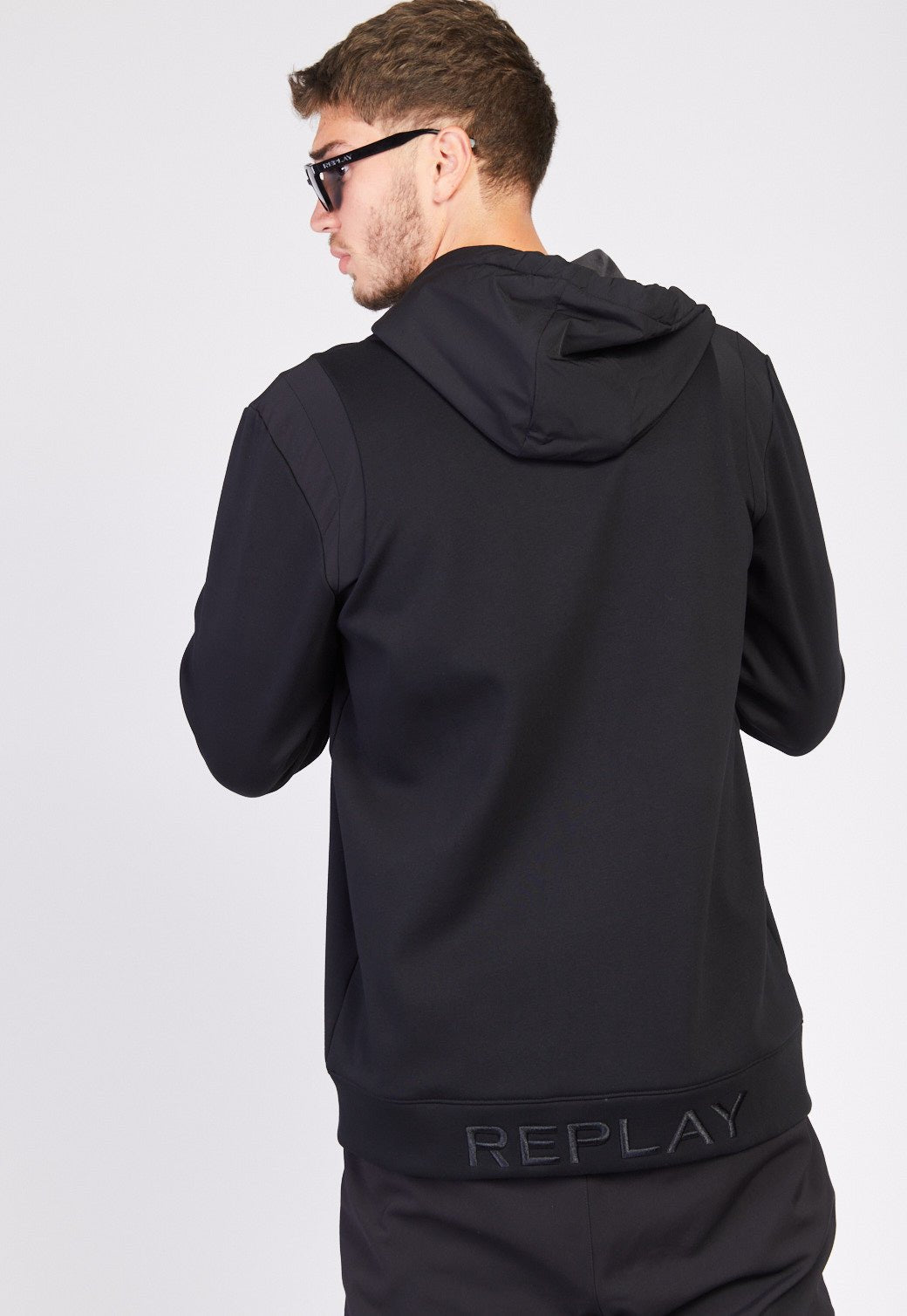 סווטשירט קפוצ'ון בטנת קטיפה גברים - Replay