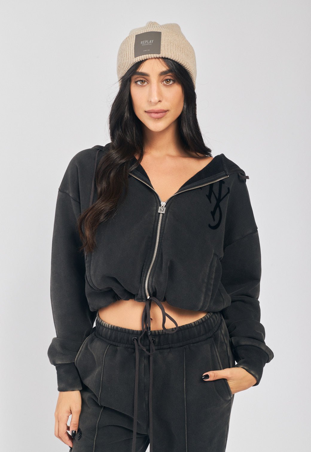 סווטשירט קפוצ'ון עם כיתוב נשים - Replay