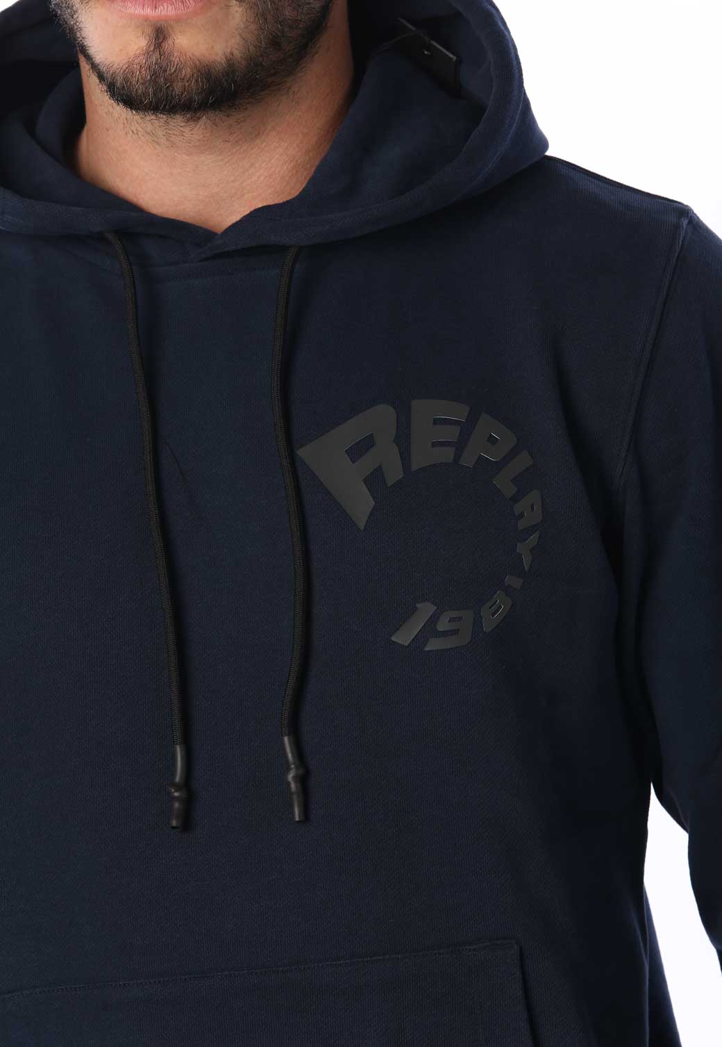 סווטשירט קפוצ'ון עם לוגו מעוגל בחזה גברים - Replay