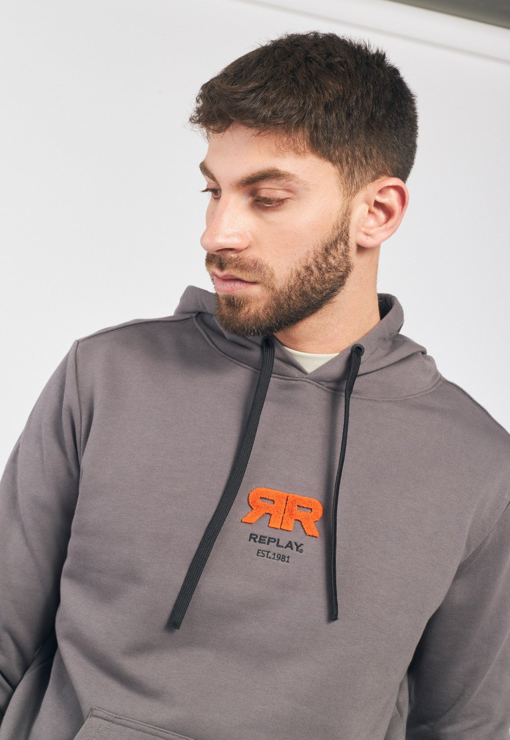 סווטשירט קפוצ'ון טרי עם לוגו גברים - Replay