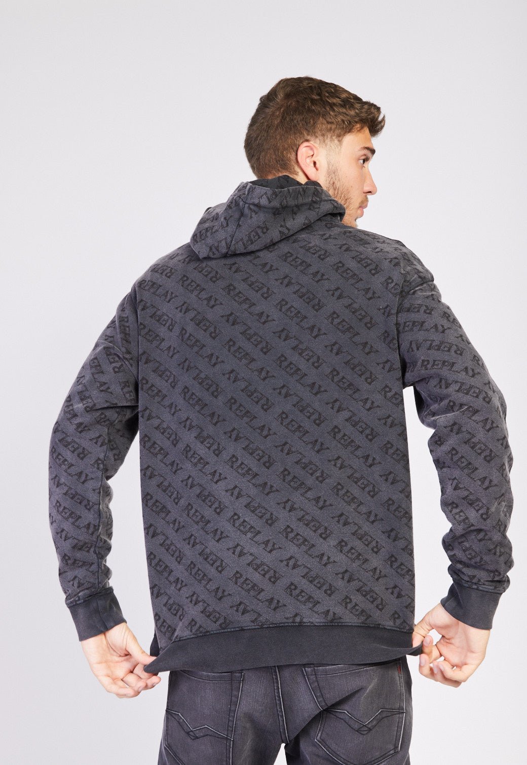 סווטשירט קפוצ'ון ווש לוגומאניה גברים - Replay