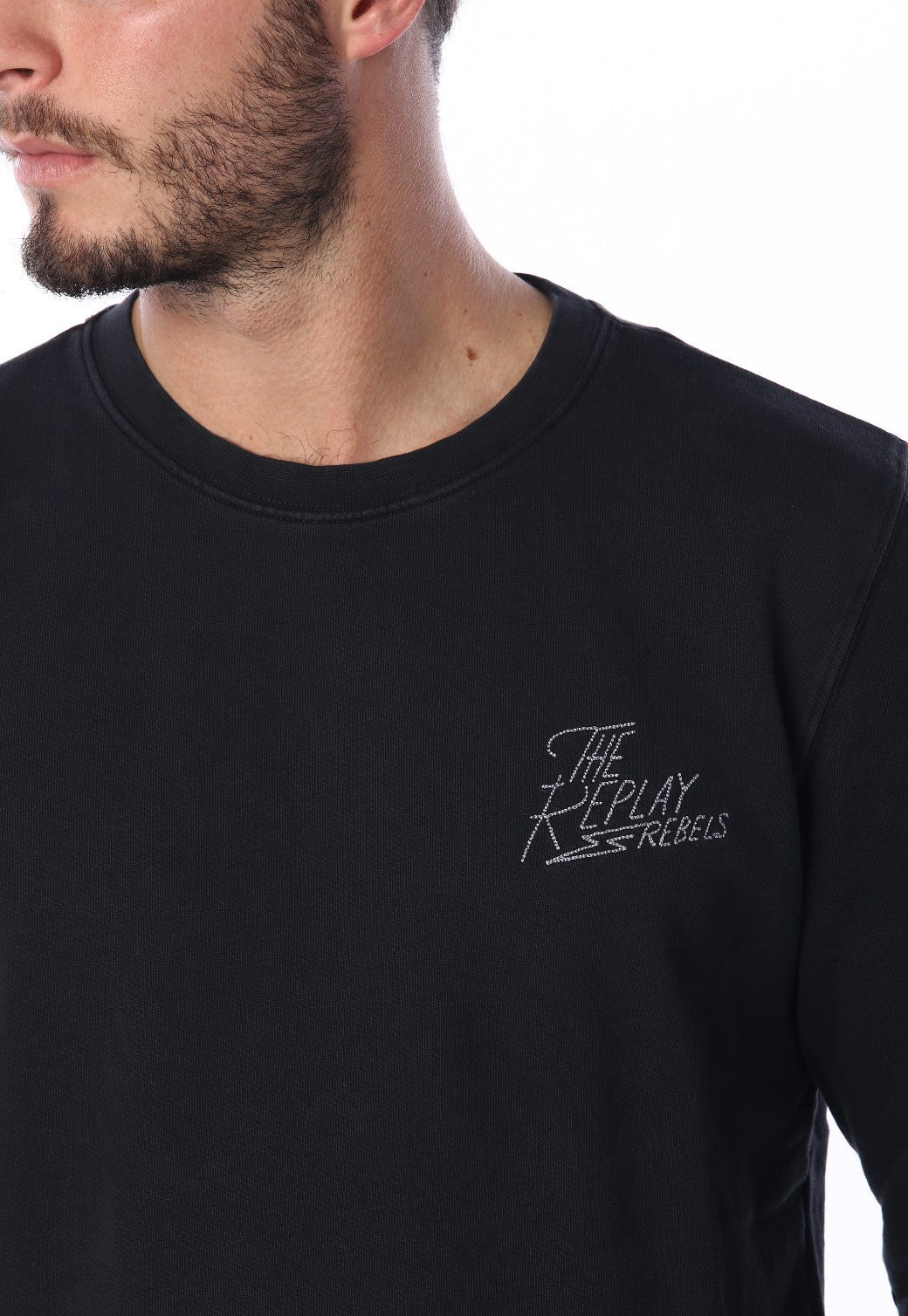 סווטשירט עם לוגו בחזה גברים - Replay