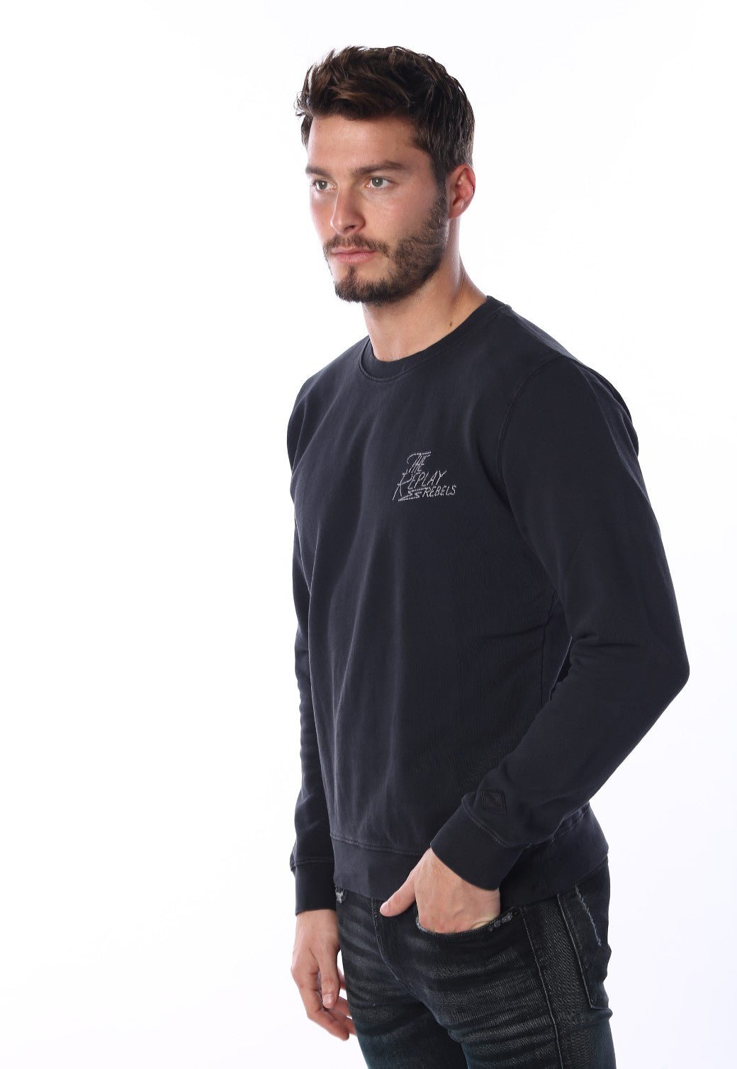 סווטשירט עם לוגו בחזה גברים - Replay