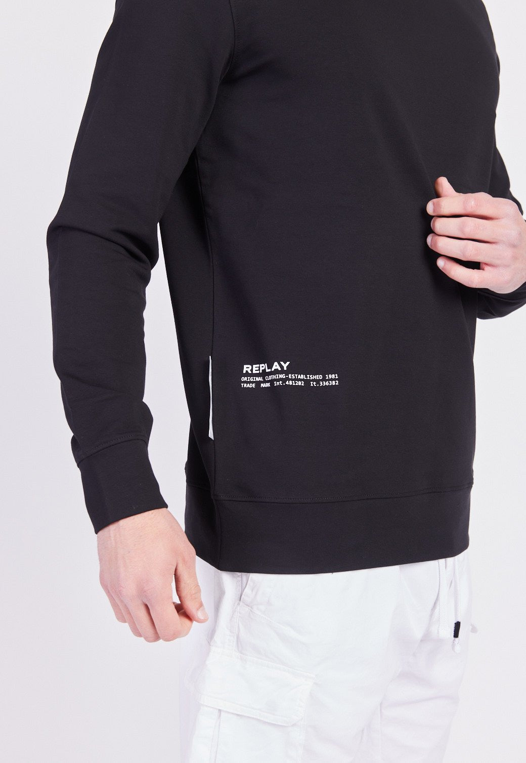 סווטשירט טרי עם לוגו זרוע גברים - Replay