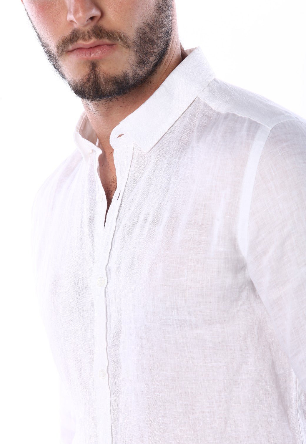 חולצה מכופרת מבד פשתן גברים - Replay