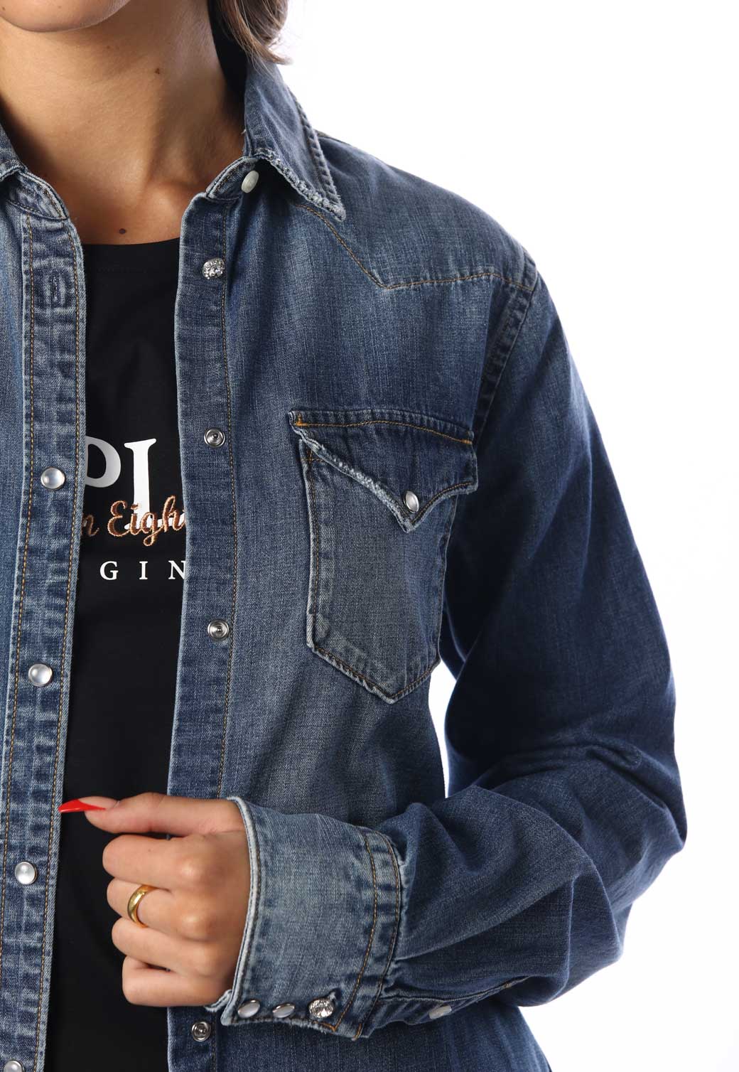 חולצה מכופתרת ג'ינס נשים - Replay