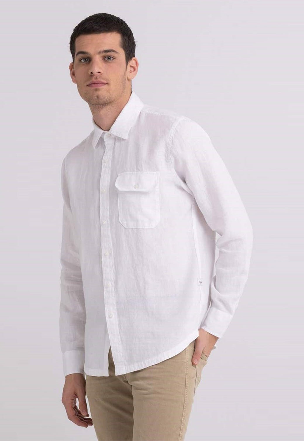 חולצה מכופתרת עם כיס חזה גברים - Replay