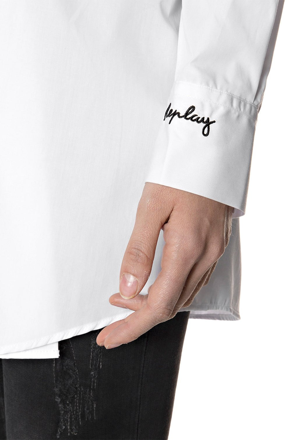 חולצה מכופתרת עם קשירה במותן נשים - Replay