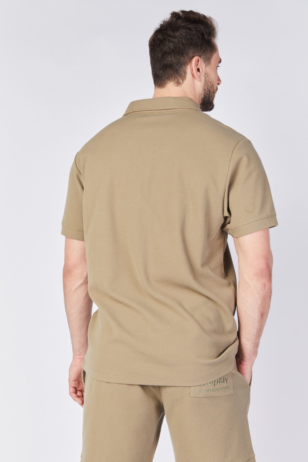 חולצת פולו קצרה וופל גברים - Replay