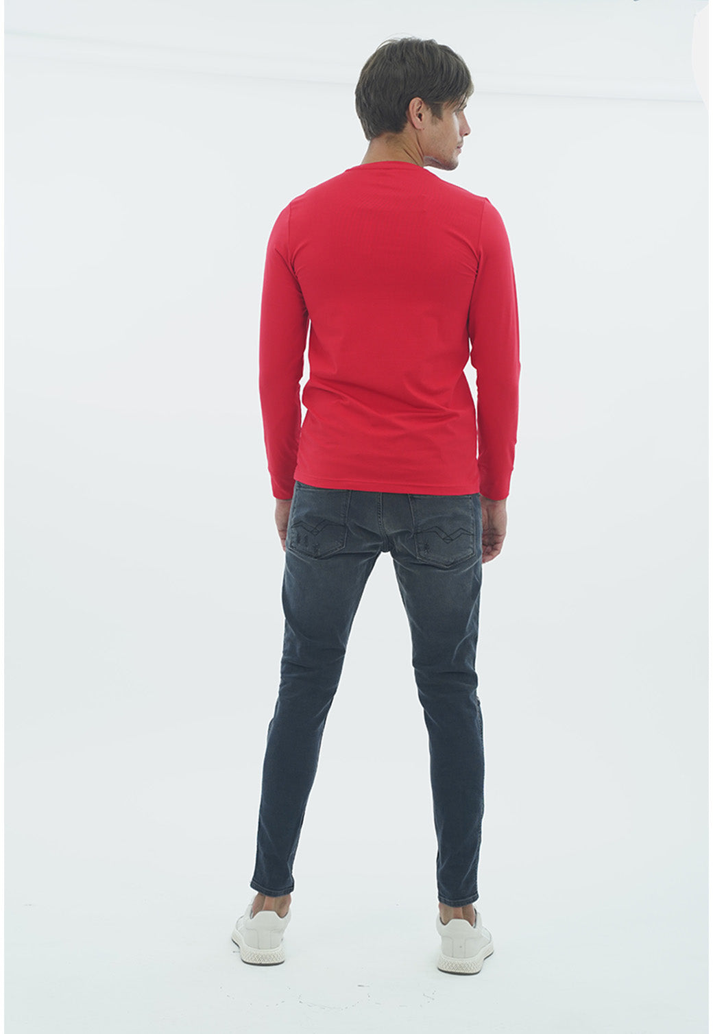 טי-שירט לגברים בצבע אדום עם הדפס גרפי