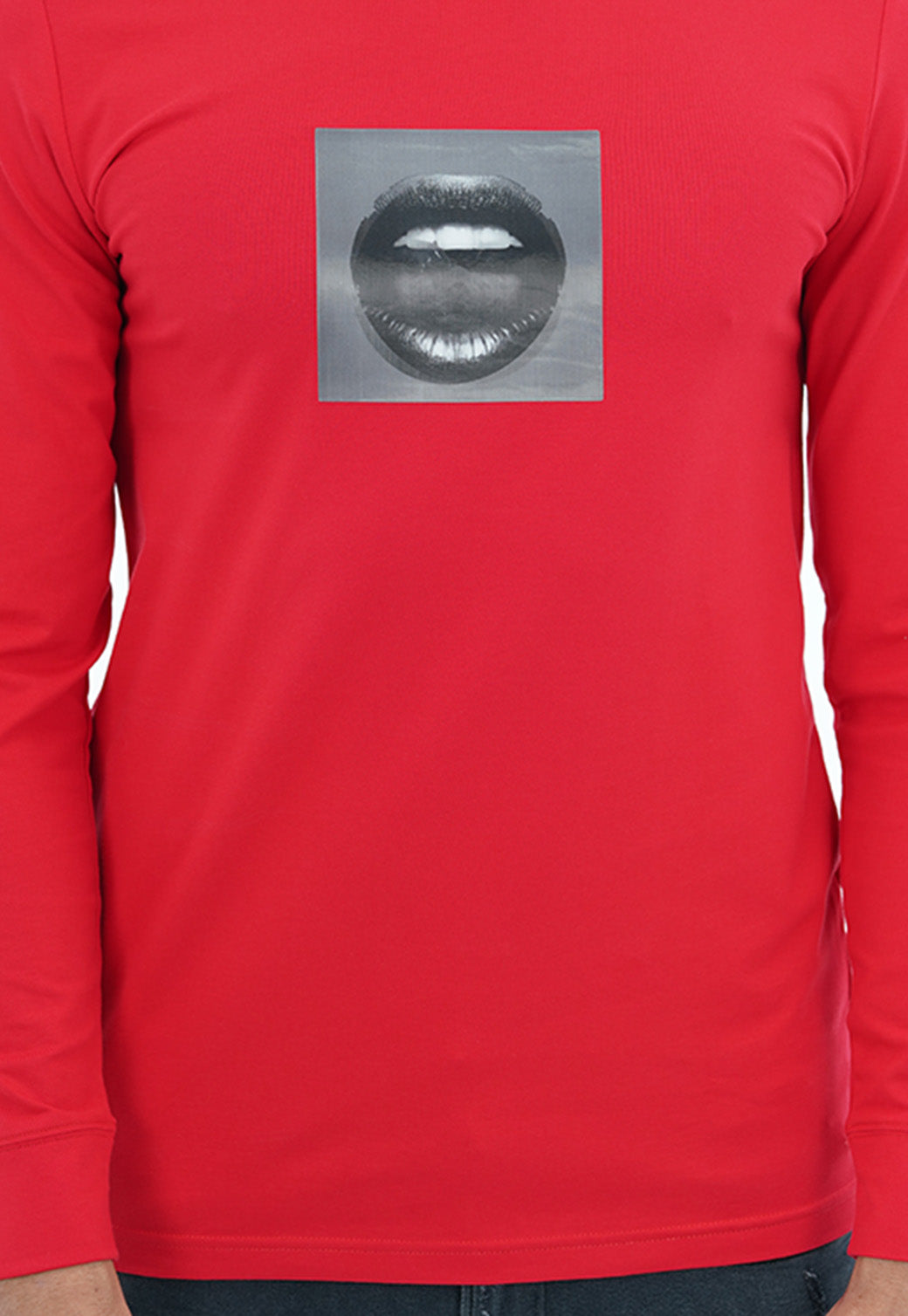 טי-שירט לגברים בצבע אדום עם הדפס גרפי