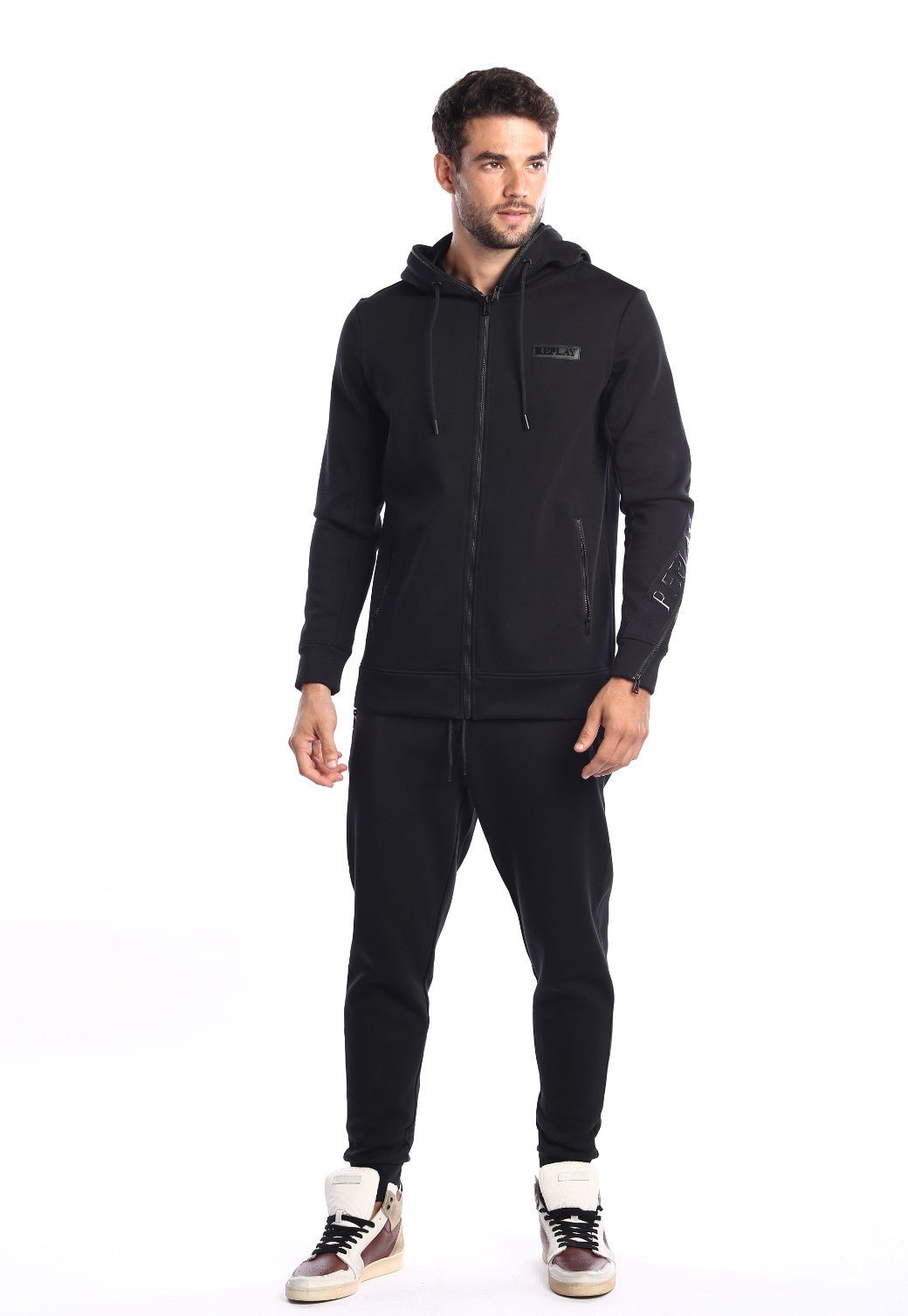 מכנסי טרנינג אינטרלוק ארוך לוגו גדול מאחורה צד ימין | גברים BLACK / L