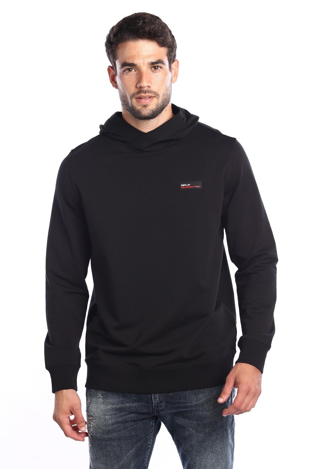 קפוצ'ון טרי ארוך לוגו בחזה ובגב | גברים BLACK / L