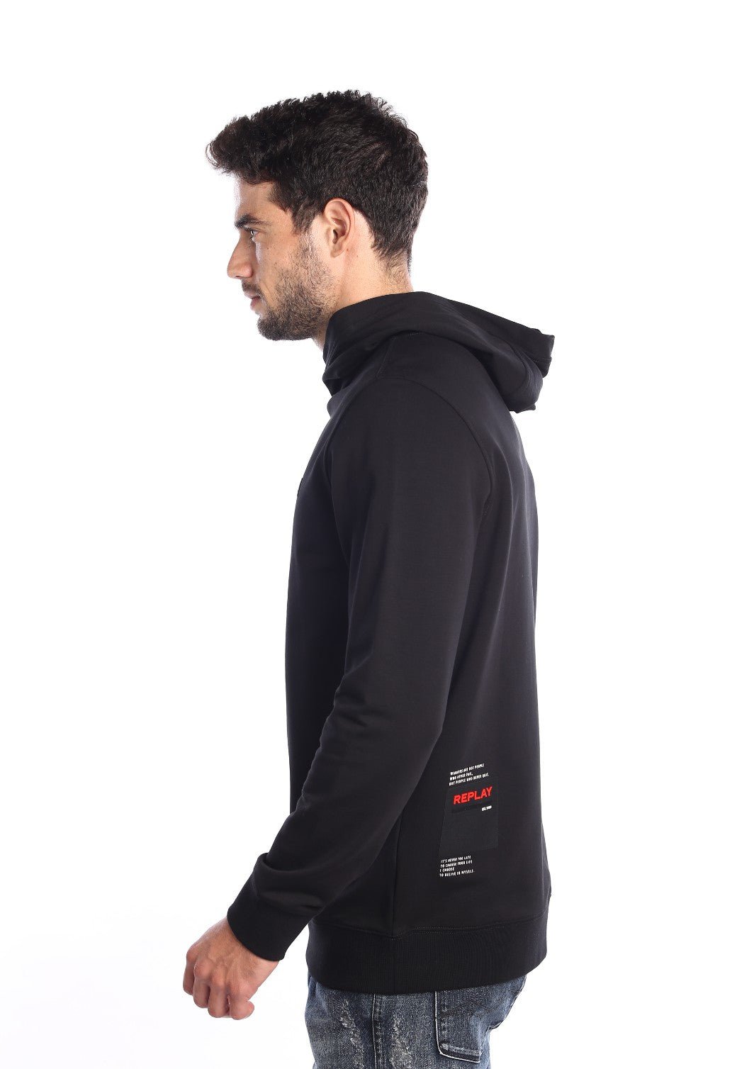 קפוצ'ון טרי ארוך לוגו בחזה ובגב | גברים BLACK / L