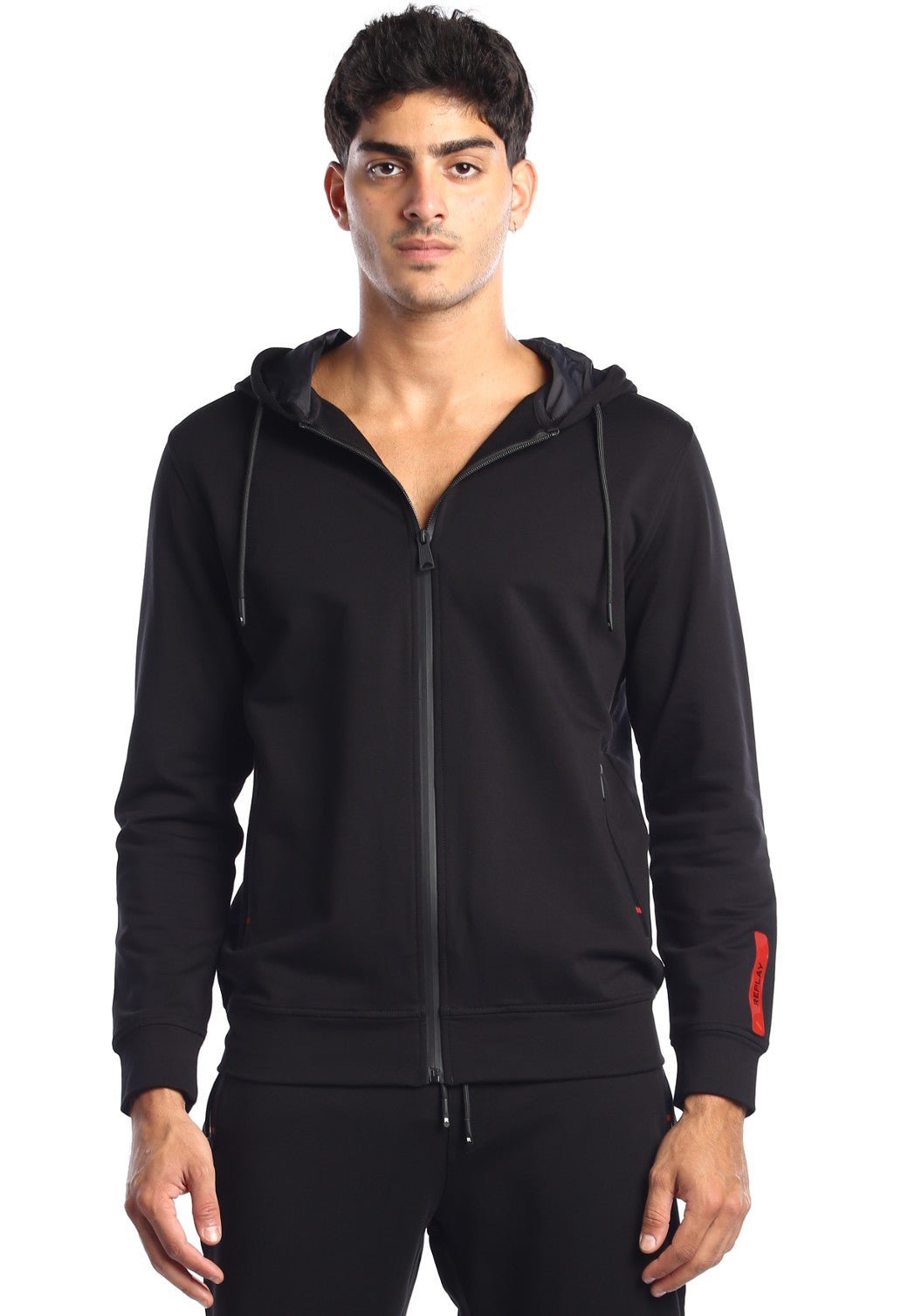 קפוצ'ון רוכסן פרנץ' טרי ארוך לוגו גדול בגב | גברים BLACK / L