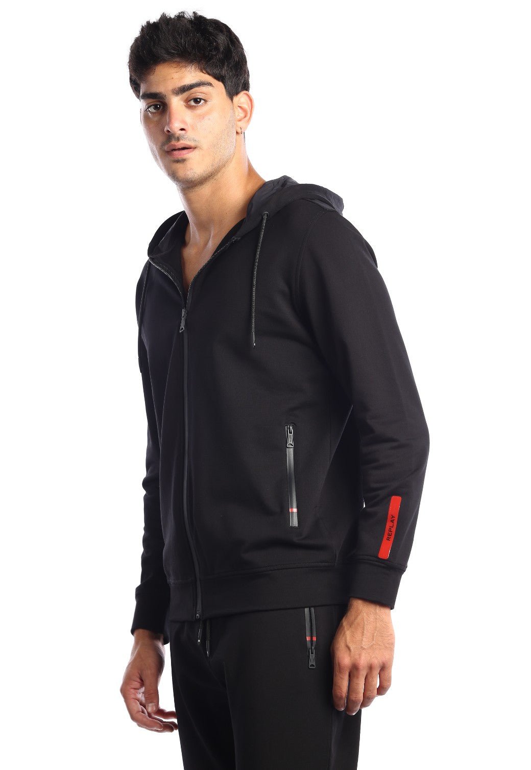 קפוצ'ון רוכסן פרנץ' טרי ארוך לוגו גדול בגב | גברים BLACK / L