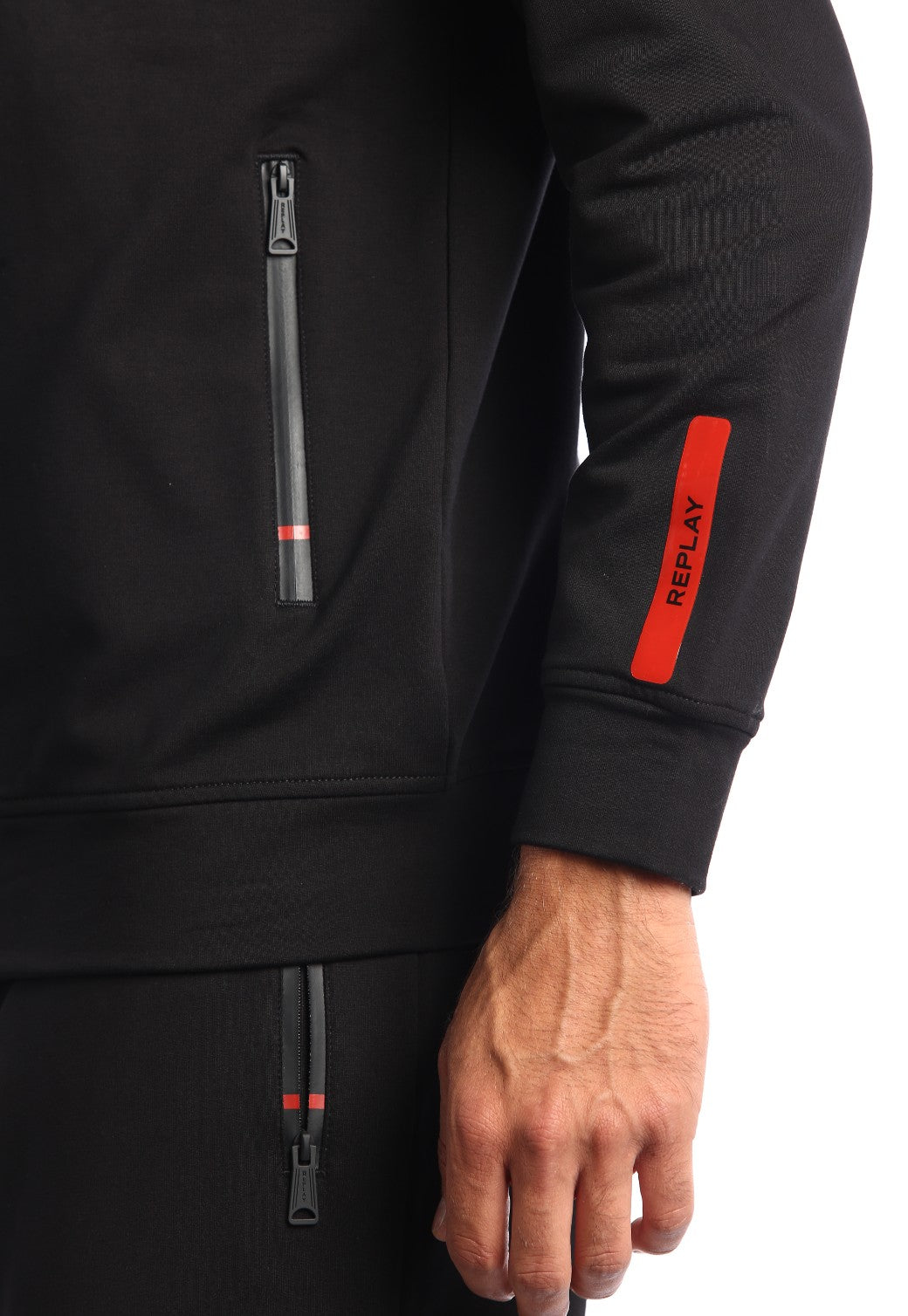 קפוצ'ון רוכסן פרנץ' טרי ארוך לוגו גדול בגב | גברים BLACK / L