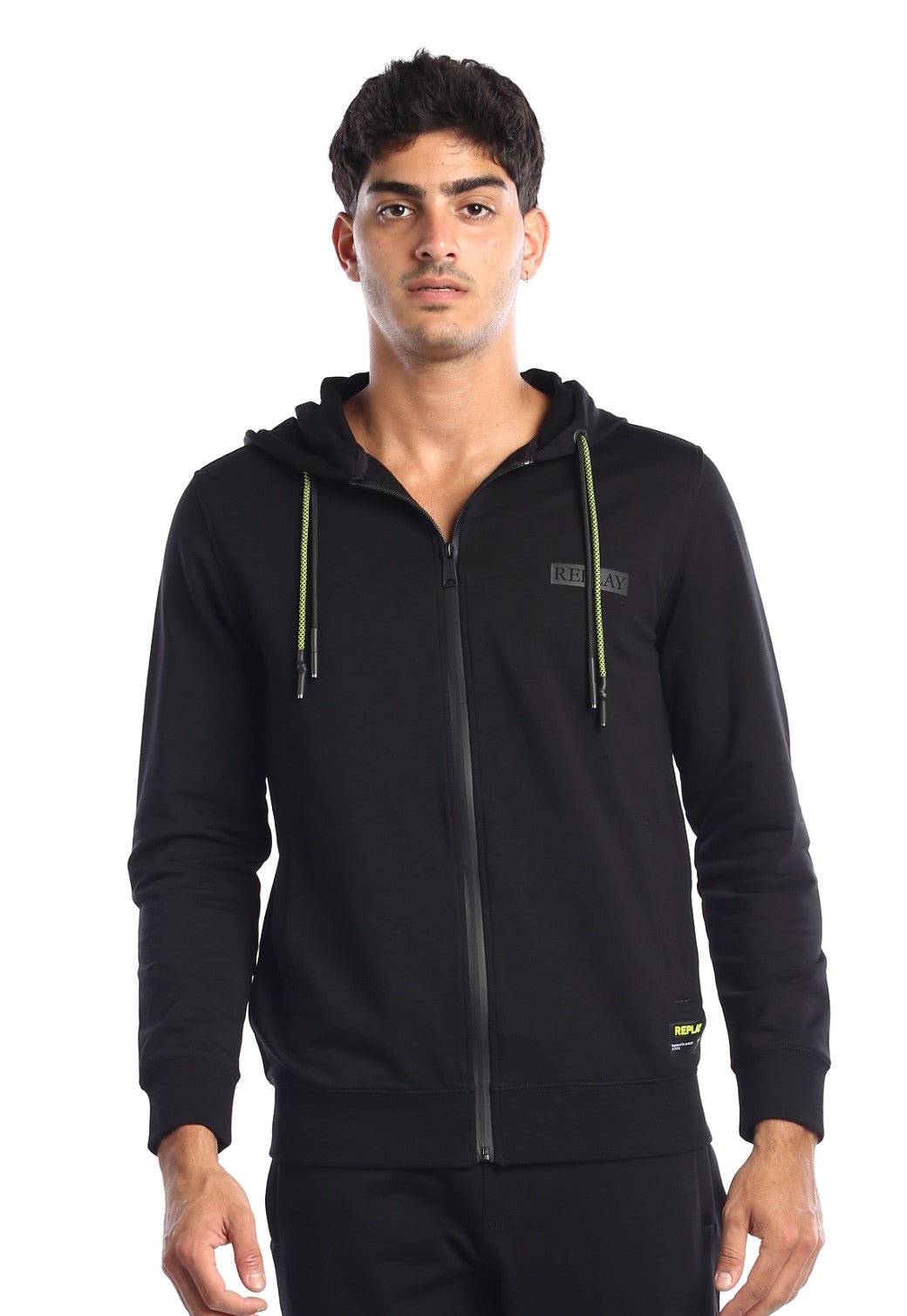 קפוצ'ון רוכסן פרנץ' טרי ארוך לוגו בחזה ובגב | גברים BLACK / L