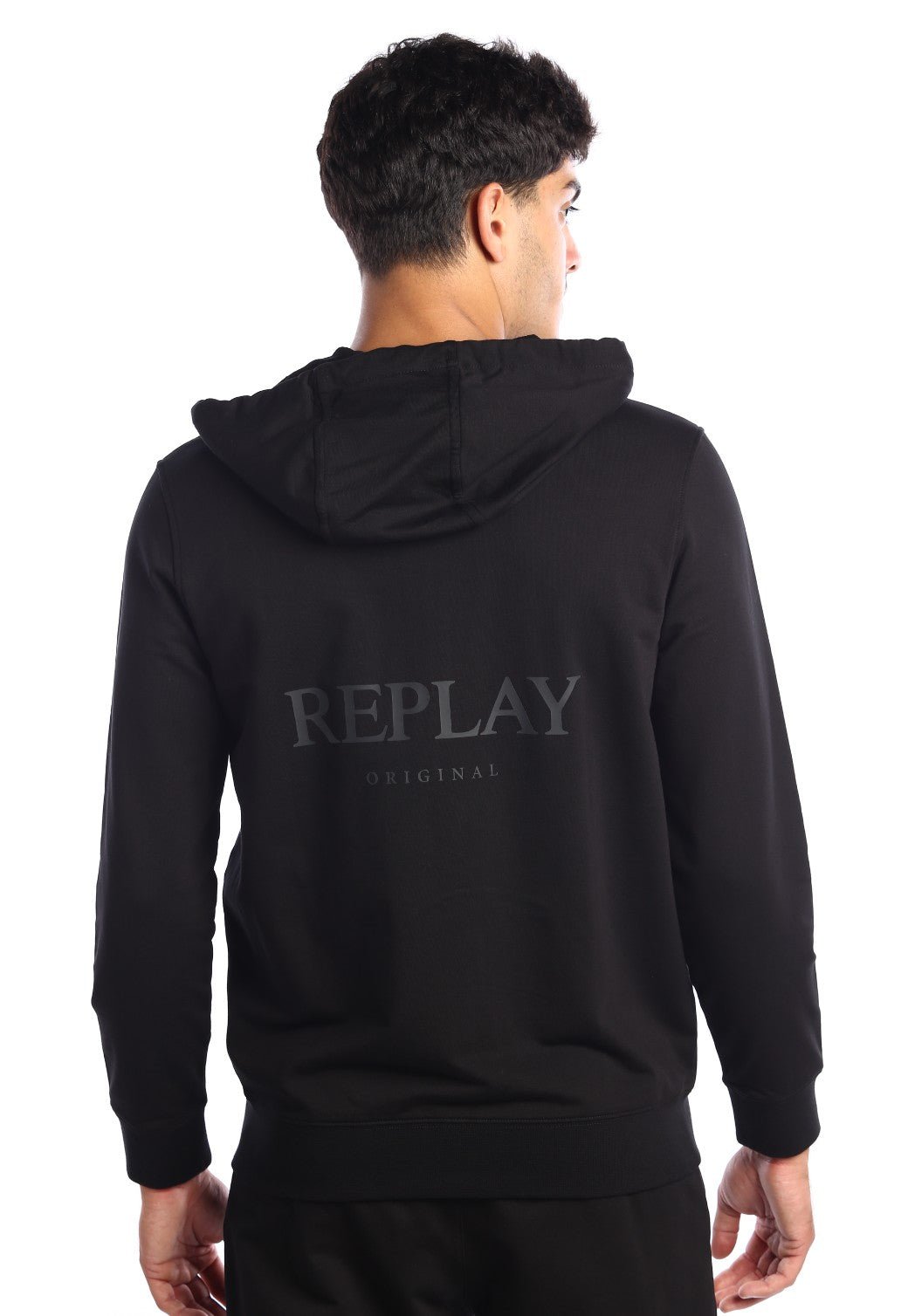 קפוצ'ון רוכסן פרנץ' טרי ארוך לוגו בחזה ובגב | גברים BLACK / L