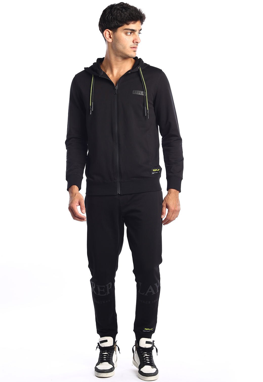 קפוצ'ון רוכסן פרנץ' טרי ארוך לוגו בחזה ובגב | גברים BLACK / L