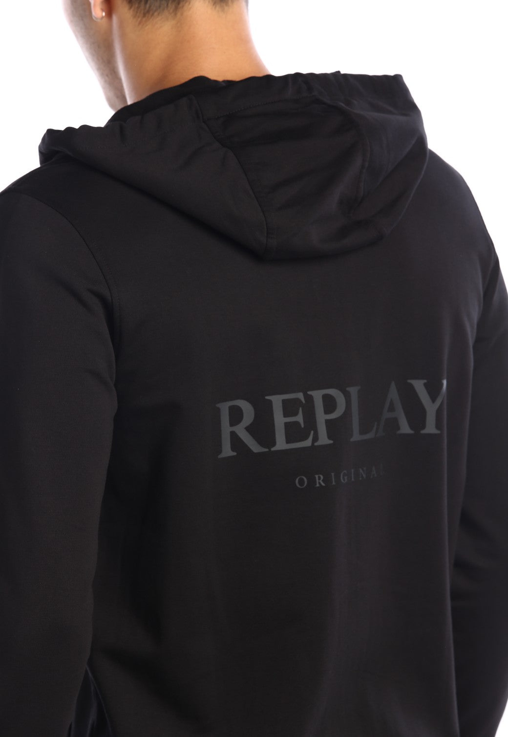 קפוצ'ון רוכסן פרנץ' טרי ארוך לוגו בחזה ובגב | גברים BLACK / L