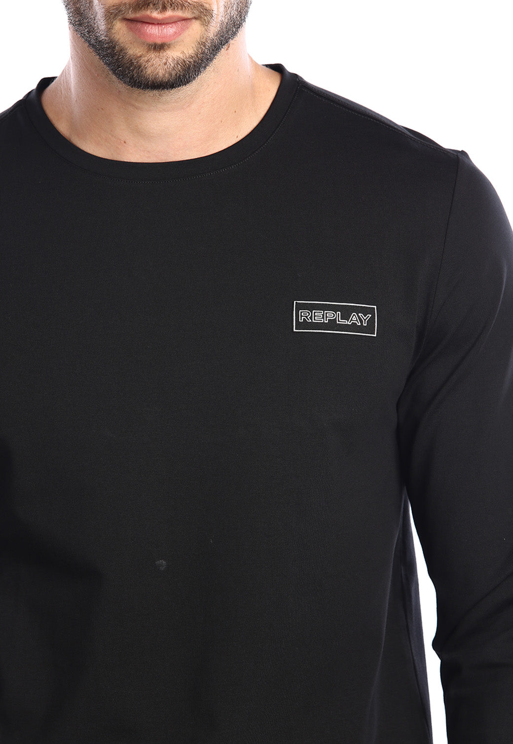 טי-שירט שרוול ארוך לגברים בצבע שחור עם לוגו