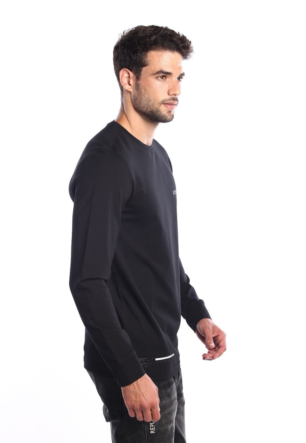 טי שירט ארוכה עם הדפס לוגו קטן | גברים BLACK / L