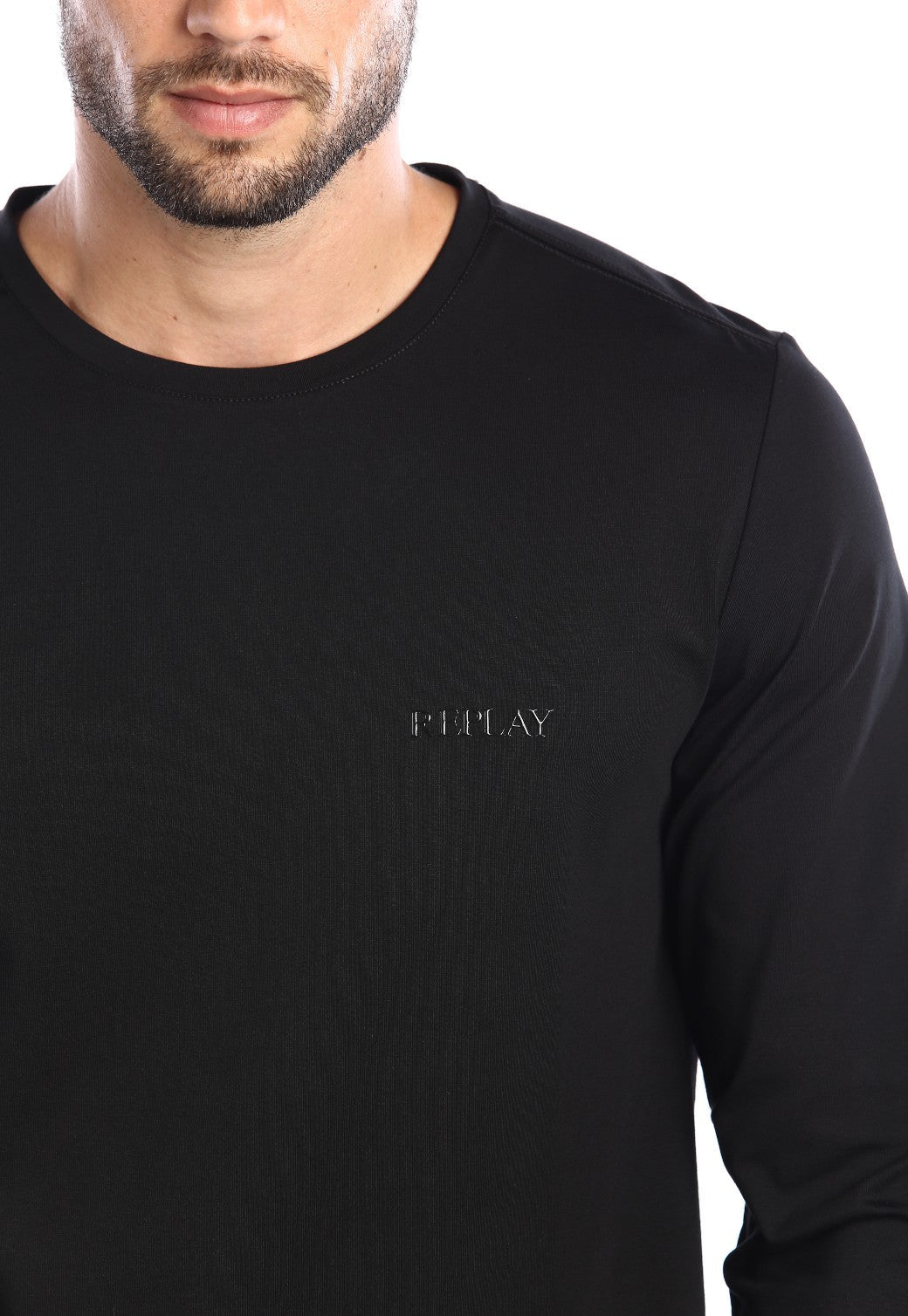 טי שירט ארוכה עם הדפס לוגו קטן | גברים BLACK / L