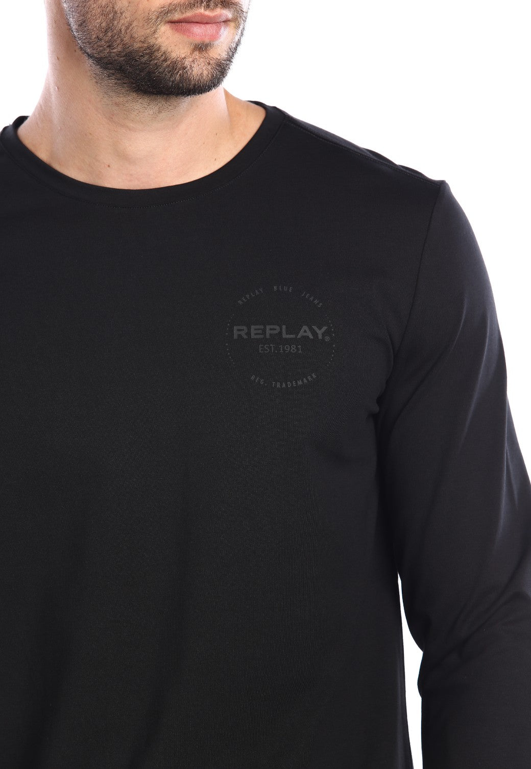 טי שירט לייקרה ארוכה עם הדפס לוגו קטן | גברים BLACK / L