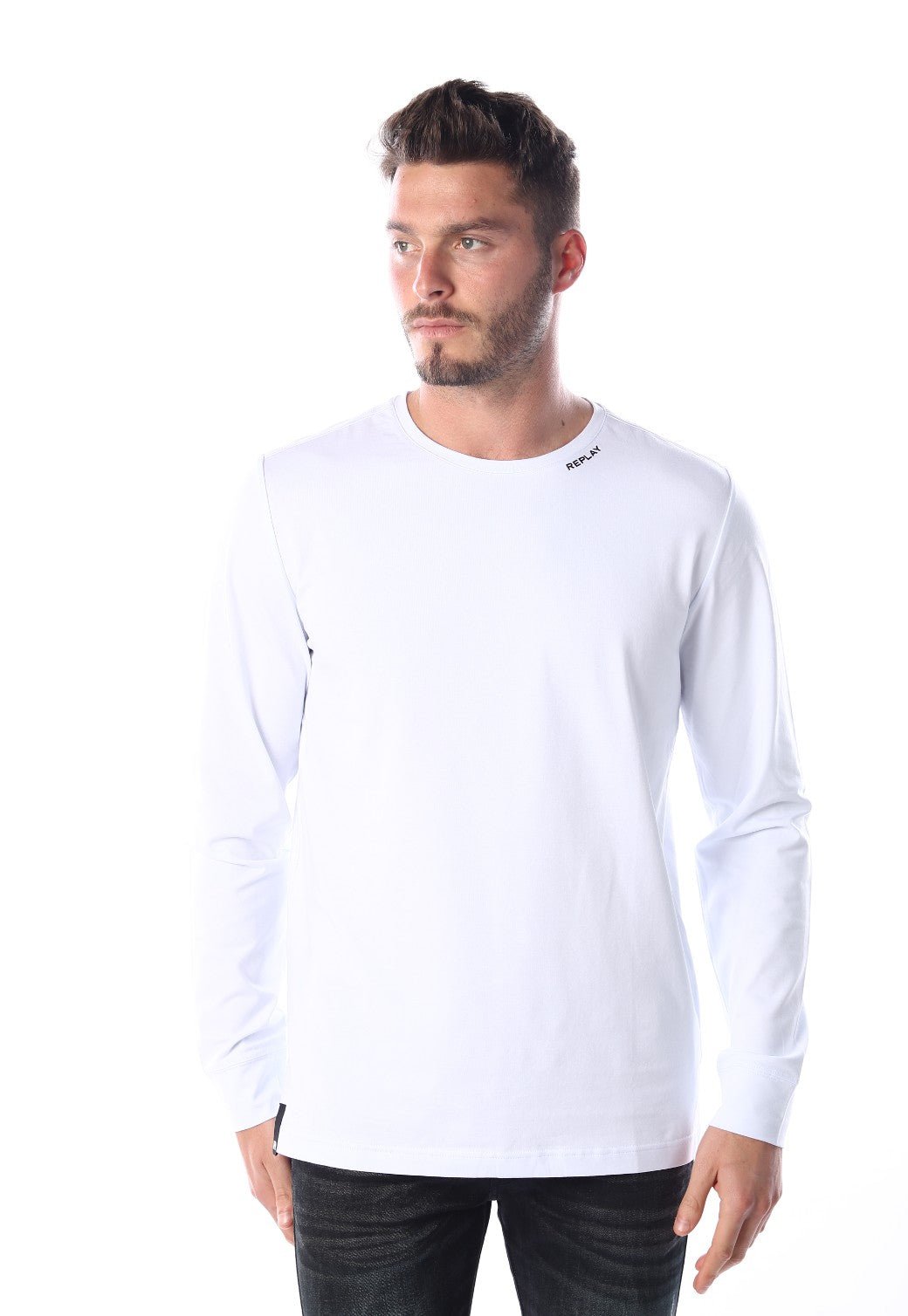 טי שירט ארוכה הדפס לוגו קטן | גברים WHITE / L