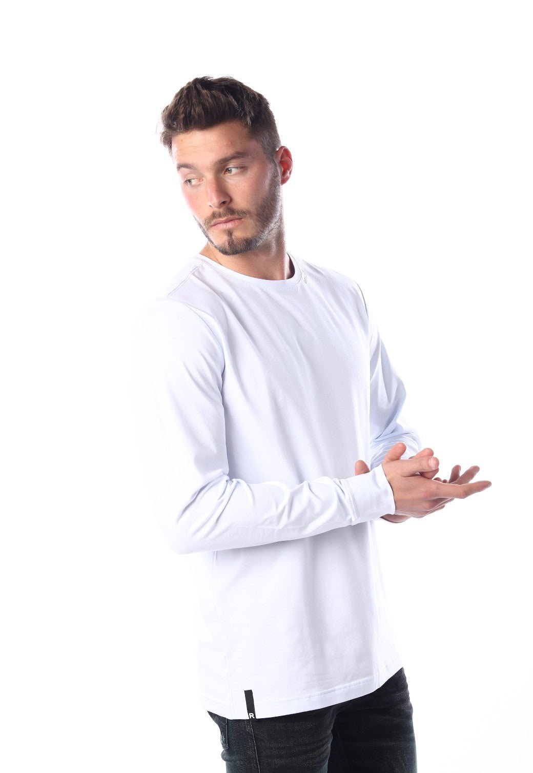 טי שירט ארוכה הדפס לוגו קטן | גברים WHITE / L