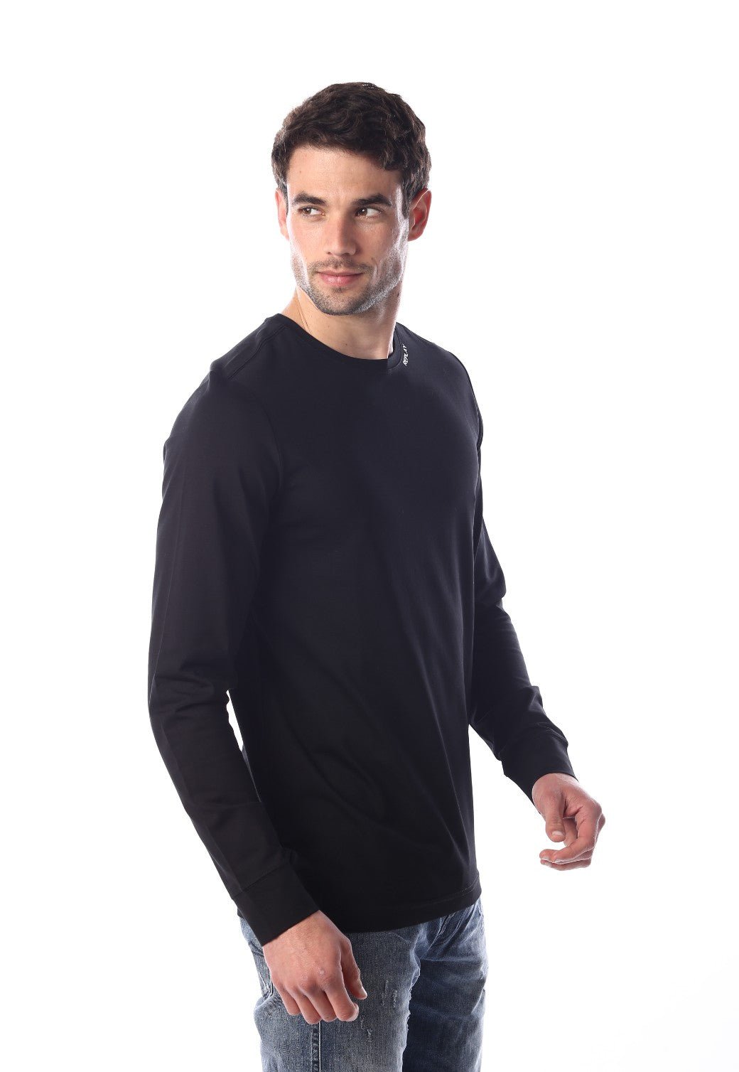 טי שירט ארוכה הדפס לוגו קטן | גברים SILVER / L