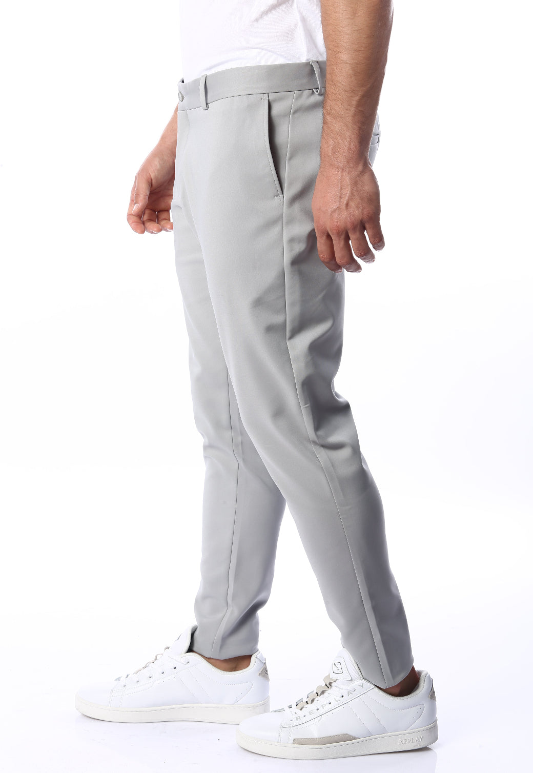 מכנסיים אלגנטיים לגברים בגזרת סלים בצבע אפור