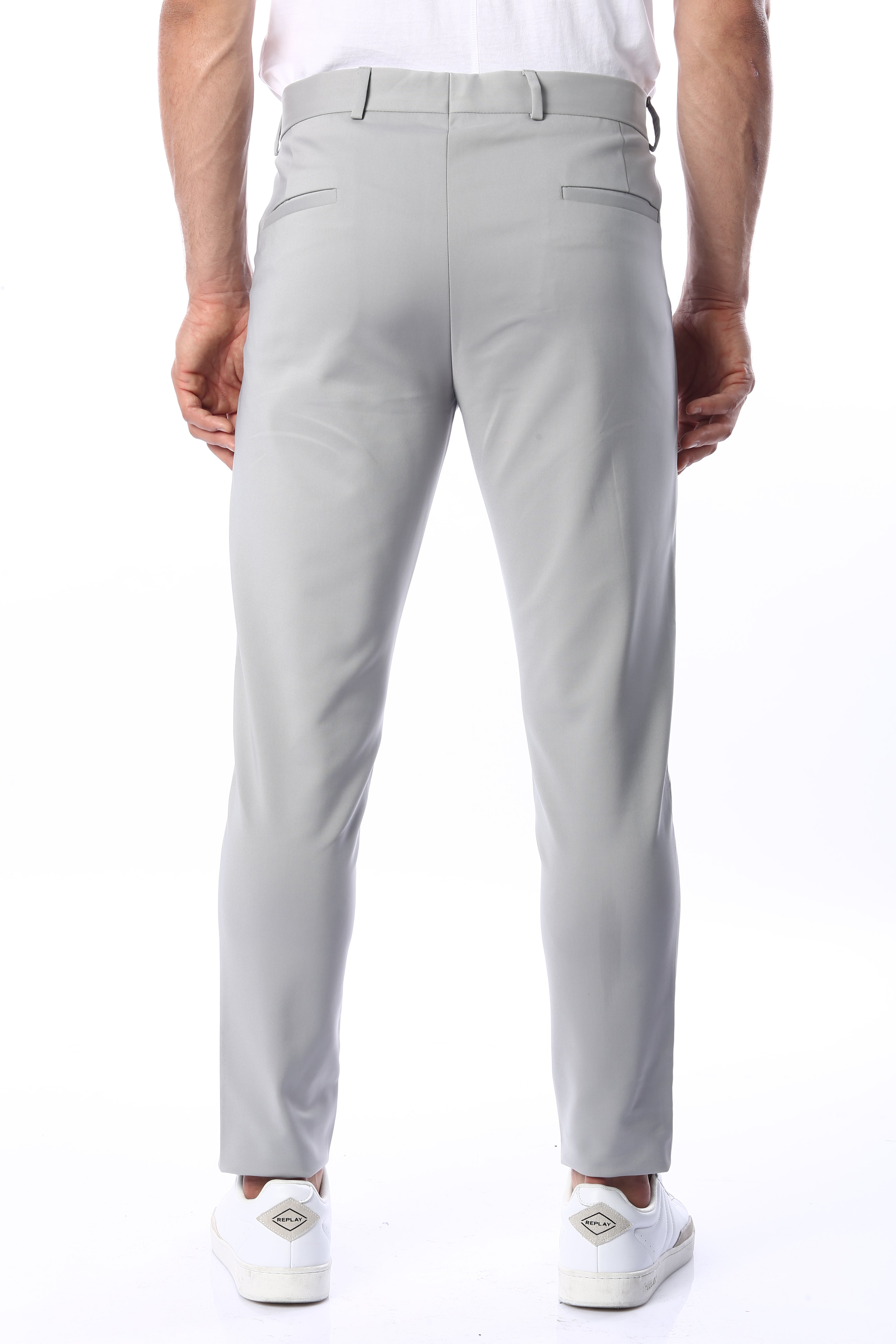 מכנסיים אלגנטיים לגברים בגזרת סלים בצבע אפור